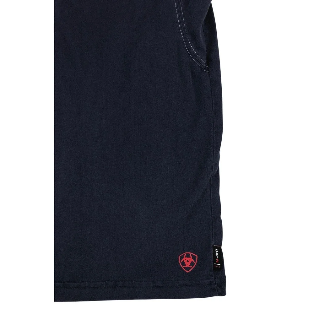 Ariat FR Work Shirt Mens Large Navy Blue Flame Resistant CAT 2 Knit Short Sleeve - Picture 10 of 11